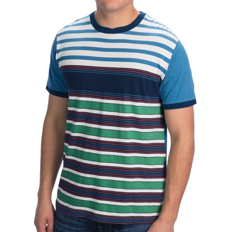 68%OFF メンズカジュアルシャツ BurkmanブラザーズマルチストライプTシャツ - （男性用）半袖 Burkman Bros Multi-Stripe T-Shirt - Short Sleeve (For Men)